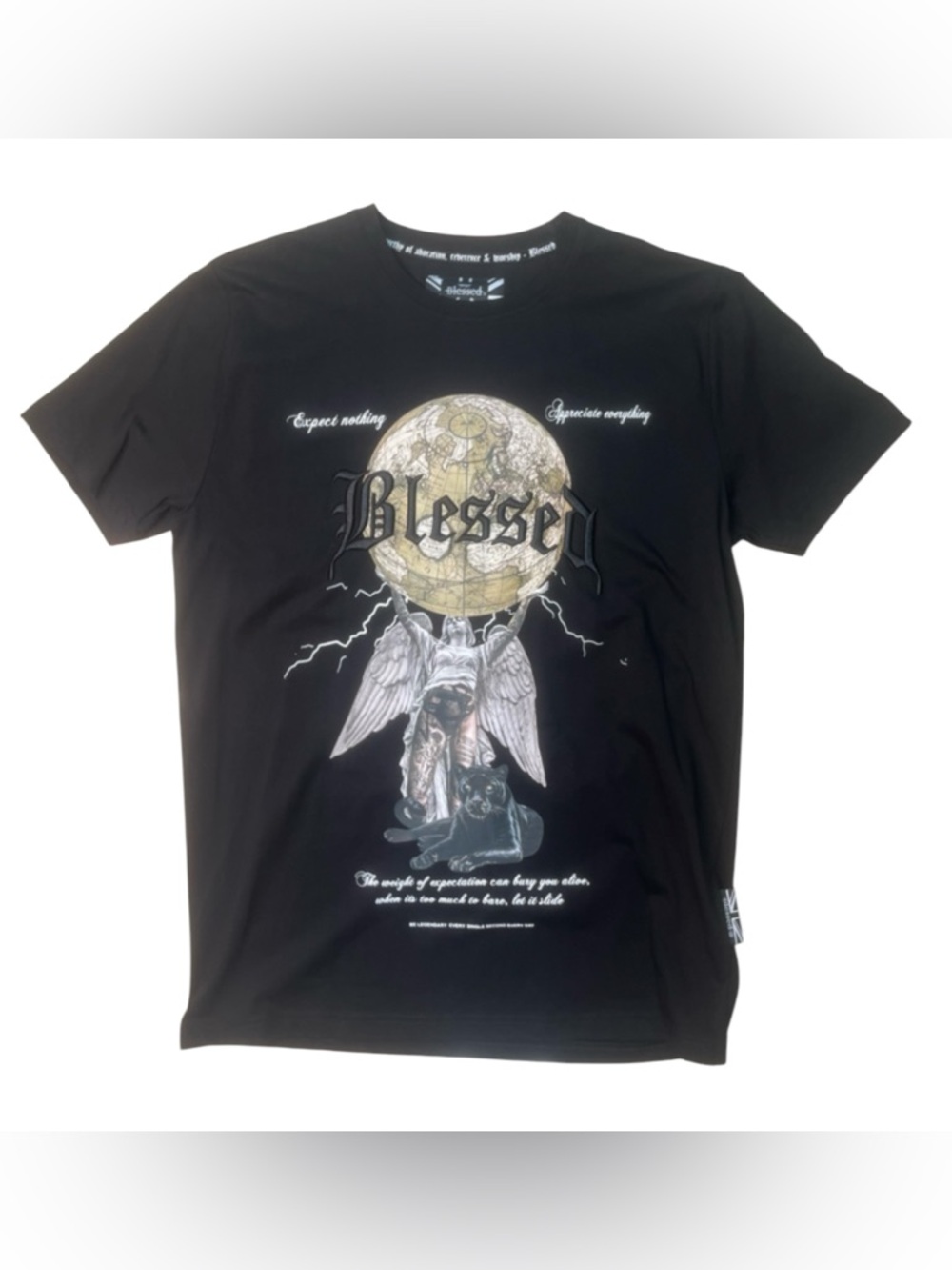 Sz M Blessed Graphic Black Men's T-Shirt